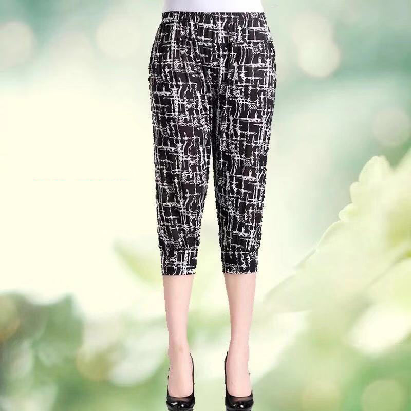 Summer Viscose Fiber Mother Pants Middle-aged Loose and Plus-sized Leggings Soft Breathable Cropped Trousers Factory Direct Sales Summer Viscose Fiber Mother Pants Middle-aged Loose and Plus-sized Leggings Soft Breathable Cropped Trousers Factory Direct Sales