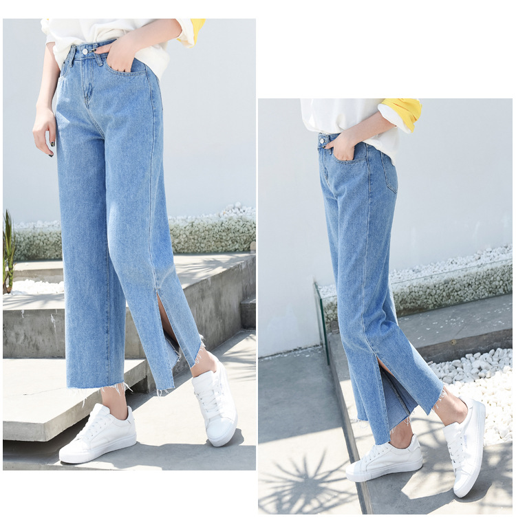 High waist wide leg jeans new style baggy slim cropped trousers with flared horns and wide legs High waist wide leg jeans new style baggy slim cropped trousers with flared horns and wide legs