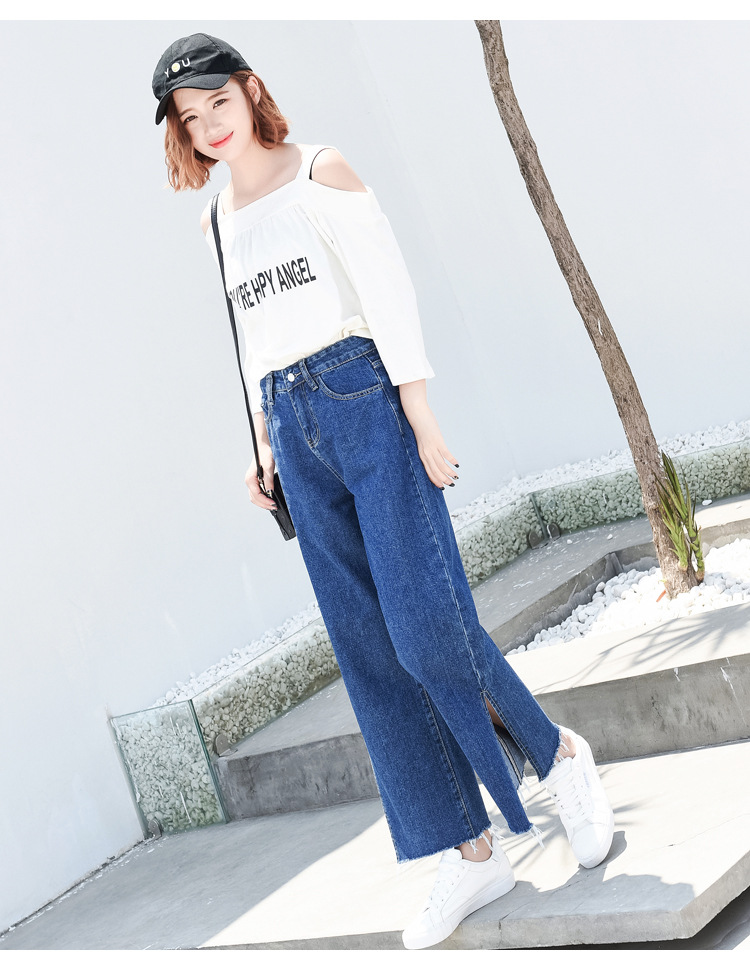High waist wide leg jeans new style baggy slim cropped trousers with flared horns and wide legs High waist wide leg jeans new style baggy slim cropped trousers with flared horns and wide legs