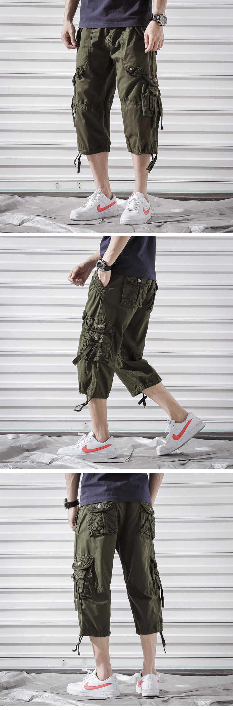 Wholesale Cropped Trousers for Men Overalls Trendy Men's Washed Overalls 7 Pants 5820