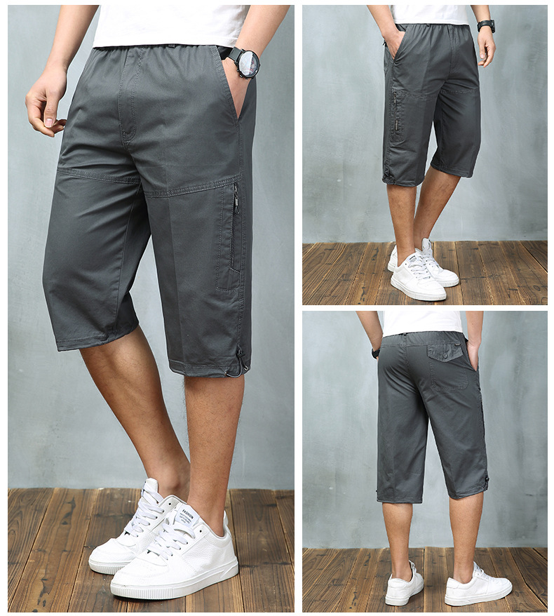 Exclusive for Cross-Border Cropped Trousers for Men Outdoor Leisure Thin Sports Shorts Multi-Pocket Loose Large Size Breeches 8995