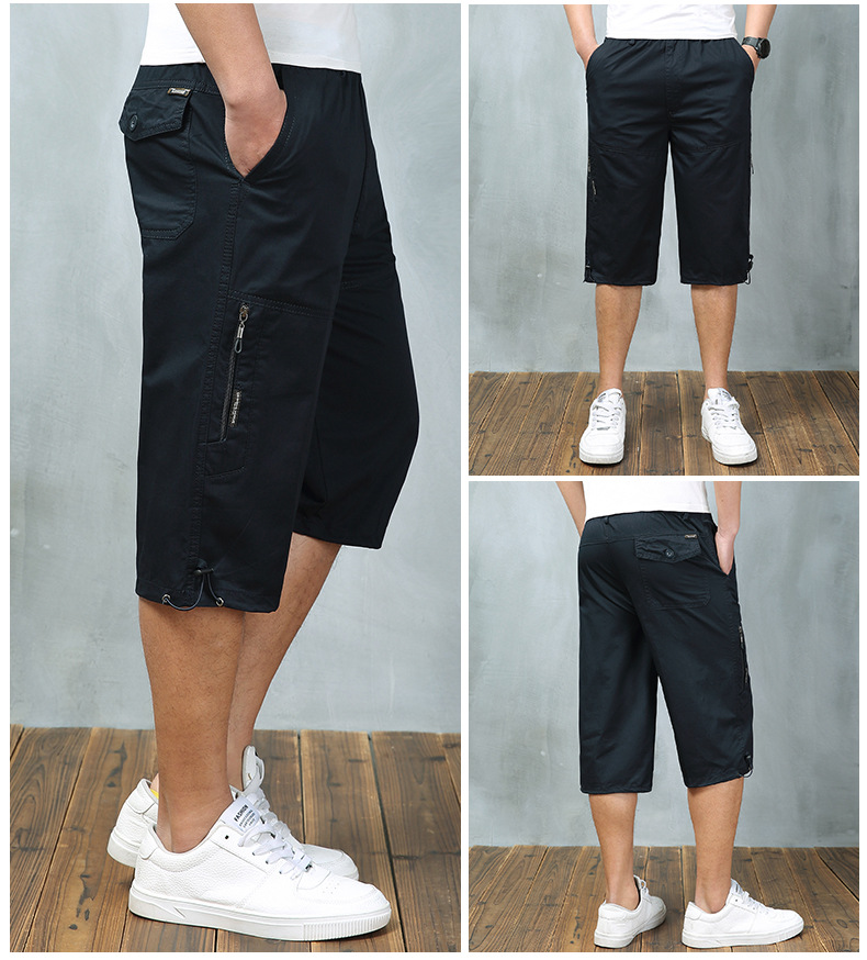 Exclusive for Cross-Border Cropped Trousers for Men Outdoor Leisure Thin Sports Shorts Multi-Pocket Loose Large Size Breeches 8995