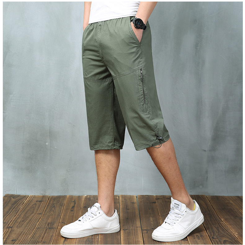 Exclusive for Cross-Border Cropped Trousers for Men Outdoor Leisure Thin Sports Shorts Multi-Pocket Loose Large Size Breeches 8995