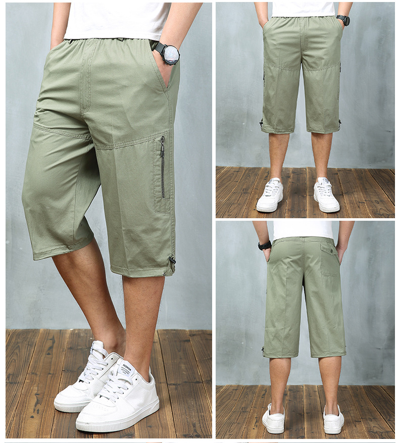 Exclusive for Cross-Border Cropped Trousers for Men Outdoor Leisure Thin Sports Shorts Multi-Pocket Loose Large Size Breeches 8995