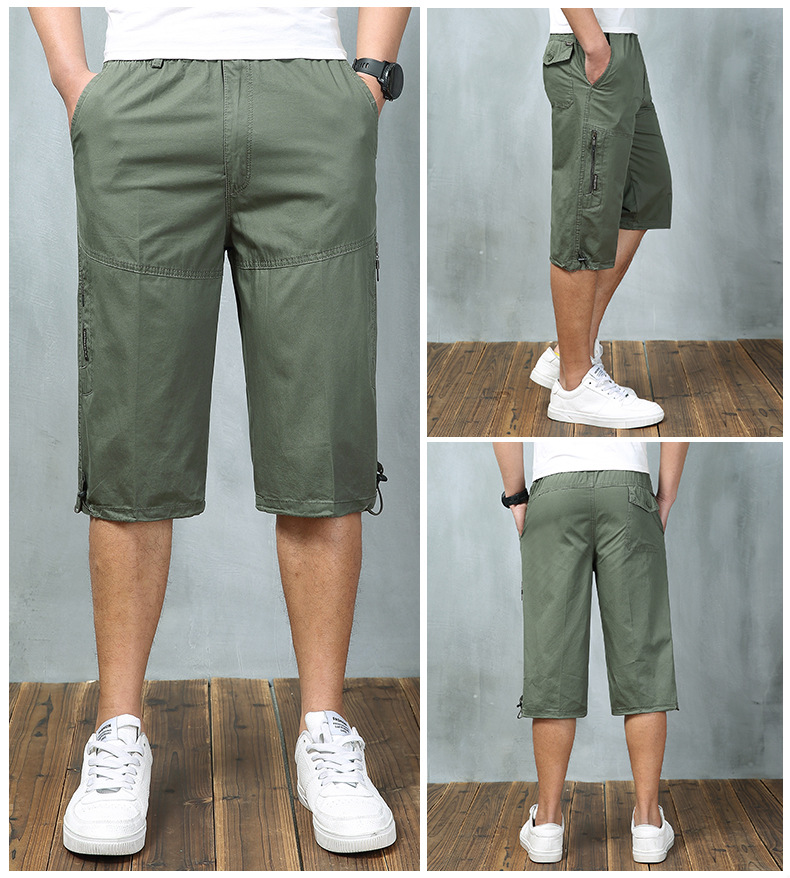 Exclusive for Cross-Border Cropped Trousers for Men Outdoor Leisure Thin Sports Shorts Multi-Pocket Loose Large Size Breeches 8995