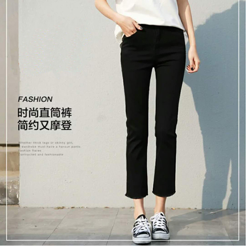 Black Jeans Women's Spring Small Straight Pants 2020 New High Waist All-Matching Loose Slimming Cropped Trousers Black Jeans Women's Spring Small Straight Pants 2020 New High Waist All-Matching Loose Slimming Cropped Trousers