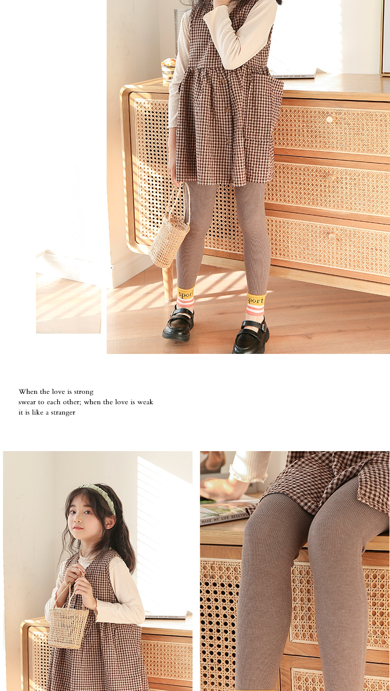 2021 Children's Pantyhose Spring New Girls' Pinstripe Sport Sports Version Bottoming Cropped Trousers Socks