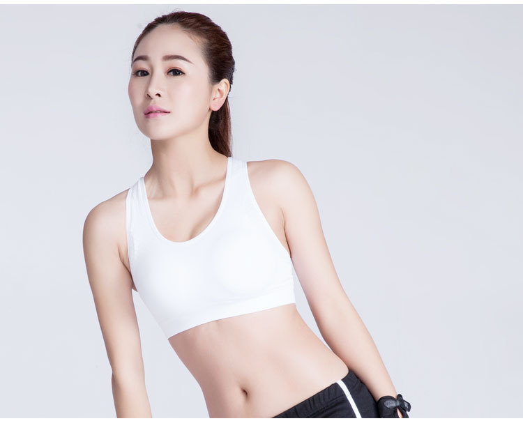The new sports bra women without steel ring sports bra vest running shockproof yoga gathers bra women's wear.