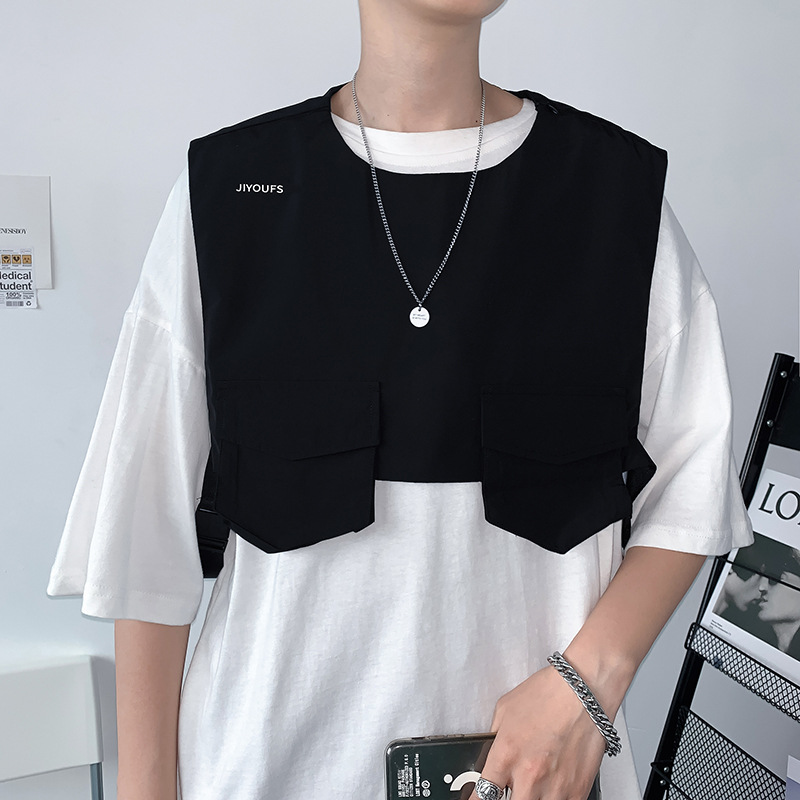 Spring and Autumn New Men&#039;s Wear Workwear Hong Kong Style Solid Color Sports Ins Waistcoat Tactical Vest Vest Loose
