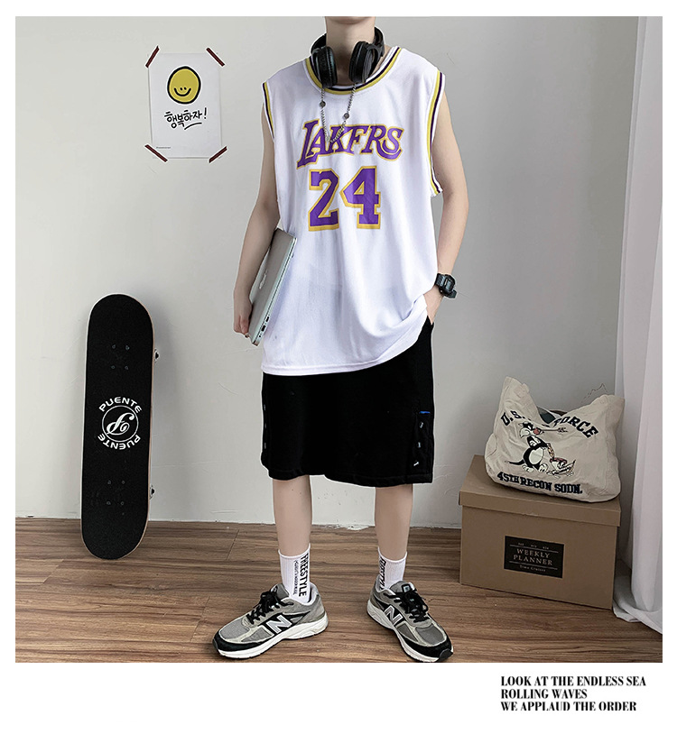 Brand Short Sleeve Tshirt Vest Men's Loose Student Sports Basketball Jersey Outer Wear Waistcoat Sleeveless Tshirt Brand Short Sleeve Tshirt Vest Men's Loose Student Sports Basketball Jersey Outer Wear Waistcoat Sleeveless Tshirt