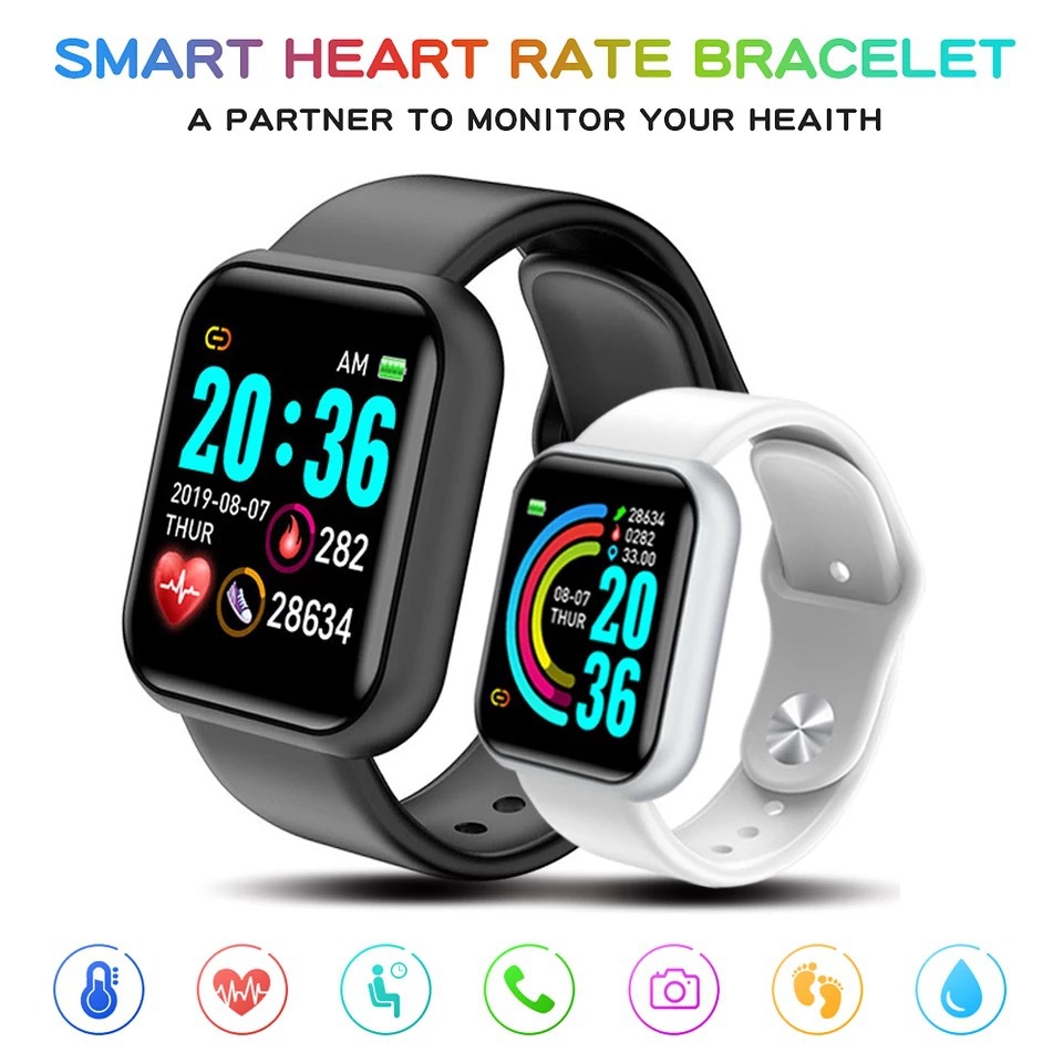 D20 Blood Pressure Smart Bracelet Heart Rate Monitoring Sports Step Waterproof Health Y68 Wear Watch Smartwatch
