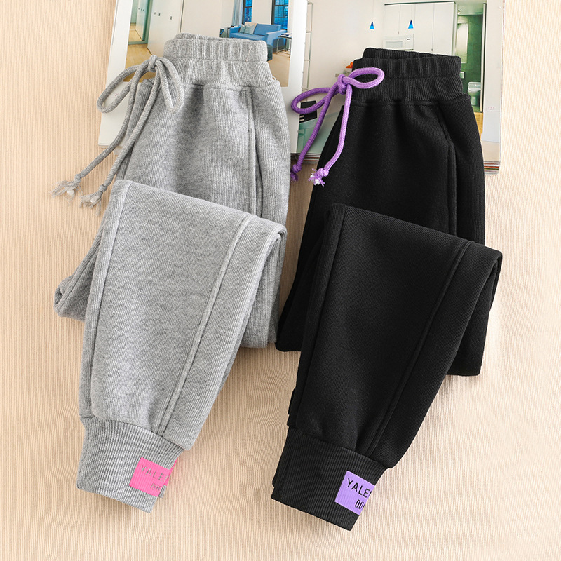 Girls Sports Pants Autumn and Winter Western Style Leisure Medium and Large Children 2021 New Spring and Autumn Girl Sweatpants Fleece-Lined Winter Outer Wear