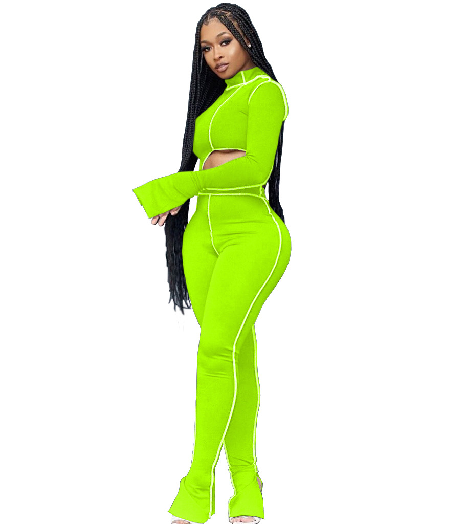 M2053 Crossborder fashion women's wear Aliexpress autumn new women's wear personality line slimming sports suit M2053 Crossborder fashion women's wear Aliexpress autumn new women's wear personality line slimming sports suit