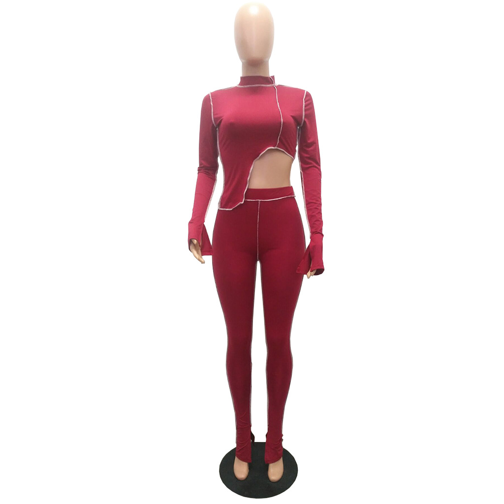 M2053 Crossborder fashion women's wear Aliexpress autumn new women's wear personality line slimming sports suit M2053 Crossborder fashion women's wear Aliexpress autumn new women's wear personality line slimming sports suit