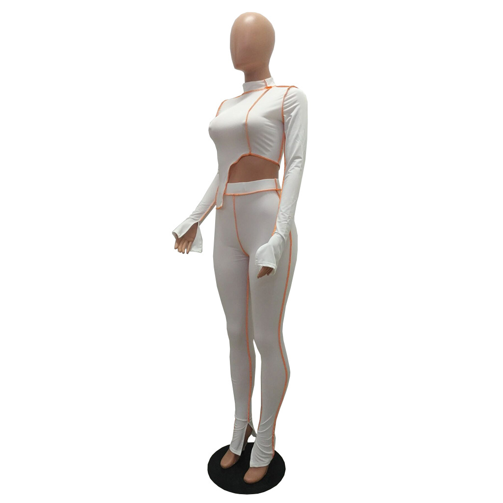 M2053 Crossborder fashion women's wear Aliexpress autumn new women's wear personality line slimming sports suit M2053 Crossborder fashion women's wear Aliexpress autumn new women's wear personality line slimming sports suit
