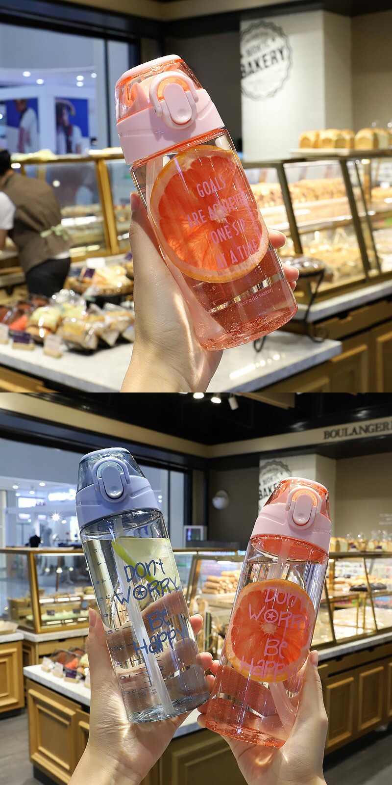 of fresh Spring cover Plastic cup student antifall wear resistant large capacity Straw cup outdoor sports drink cup