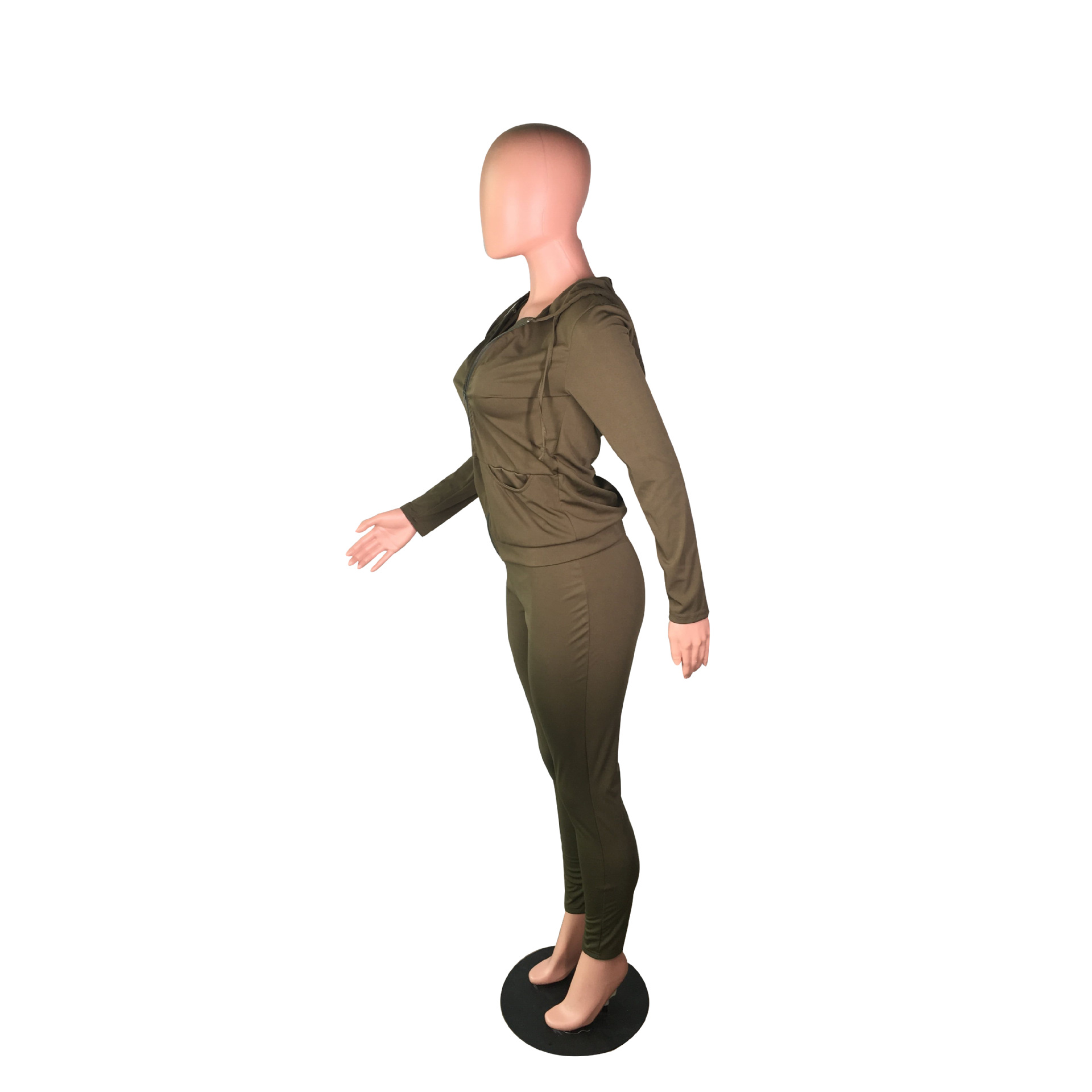 YZ1113 crossborder women's wear Autumn with a hat pocket zipper fashion leisure sports twopiece set YZ1113 crossborder women's wear Autumn with a hat pocket zipper fashion leisure sports twopiece set