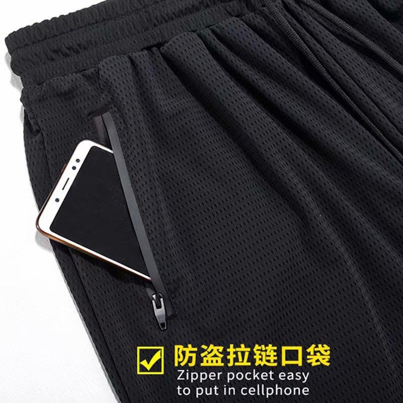 Running Sportswear ShortSleeved Tshirt Sports Suit Men's Trousers Casual Wear Large Size Ice Silk TwoPiece Suit