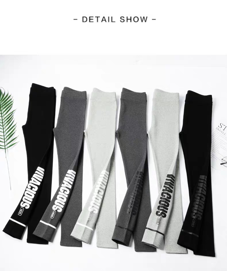 Leggings Women&#039;s Outer Wear Spring, Autumn and Winter New Cotton High Waist Slimming and Tight Sports Fashionable Printed Letter Leggings