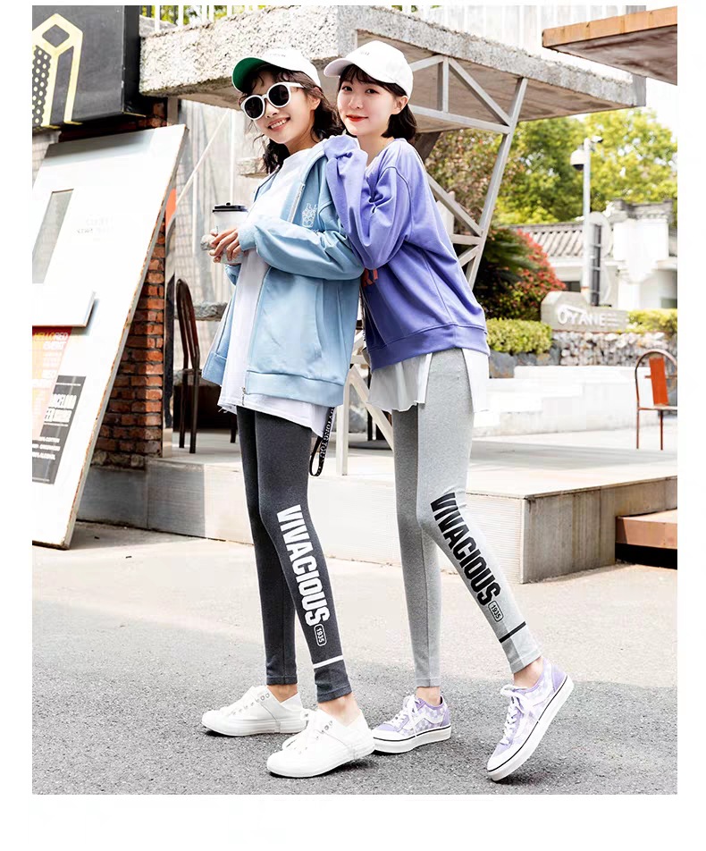 Leggings Women's Outer Wear Spring, Autumn and Winter New Cotton High Waist Slimming and Tight Sports Fashionable Printed Letter Leggings Leggings Women's Outer Wear Spring, Autumn and Winter New Cotton High Waist Slimming and Tight Sports Fashionable Printed Letter Leggings
