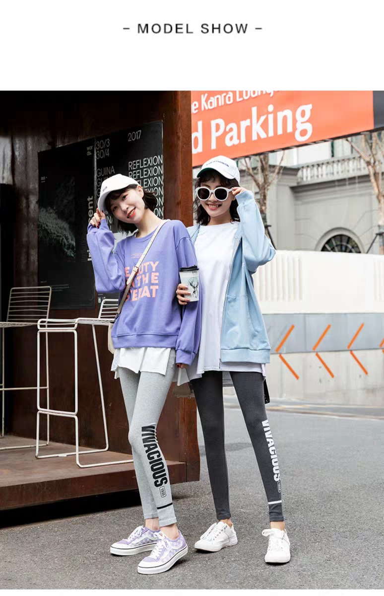 Leggings Women's Outer Wear Spring, Autumn and Winter New Cotton High Waist Slimming and Tight Sports Fashionable Printed Letter Leggings Leggings Women's Outer Wear Spring, Autumn and Winter New Cotton High Waist Slimming and Tight Sports Fashionable Printed Letter Leggings