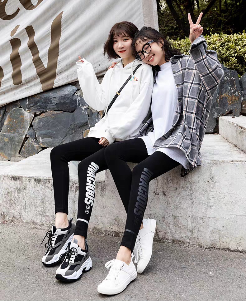 Leggings Women's Outer Wear Spring, Autumn and Winter New Cotton High Waist Slimming and Tight Sports Fashionable Printed Letter Leggings Leggings Women's Outer Wear Spring, Autumn and Winter New Cotton High Waist Slimming and Tight Sports Fashionable Printed Letter Leggings