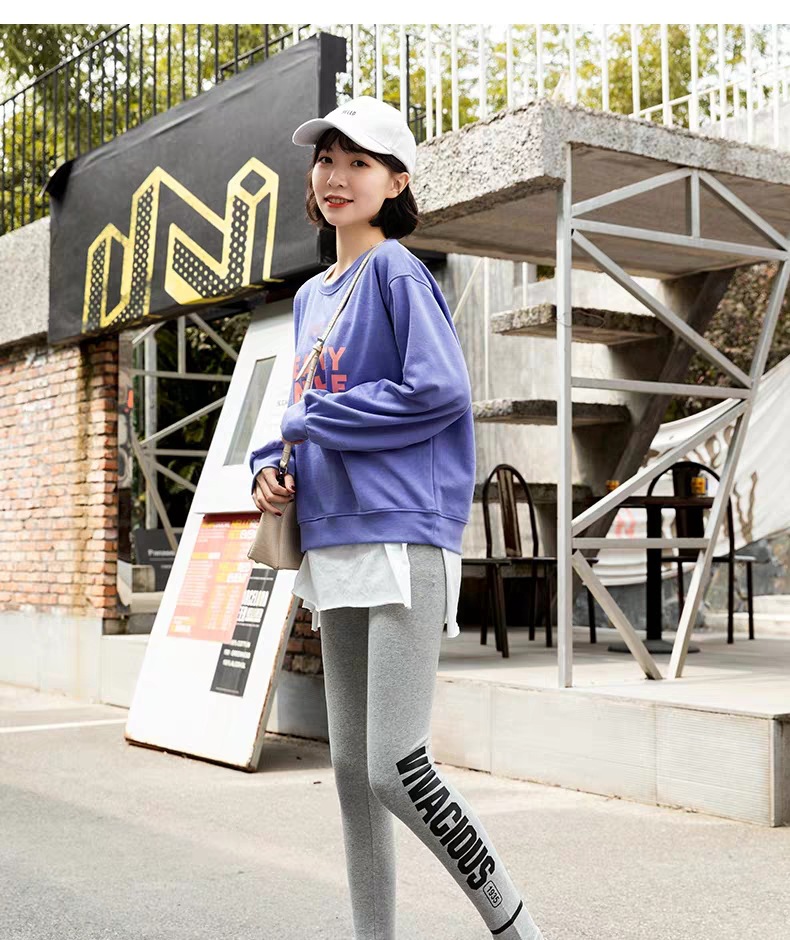 Leggings Women's Outer Wear Spring, Autumn and Winter New Cotton High Waist Slimming and Tight Sports Fashionable Printed Letter Leggings Leggings Women's Outer Wear Spring, Autumn and Winter New Cotton High Waist Slimming and Tight Sports Fashionable Printed Letter Leggings