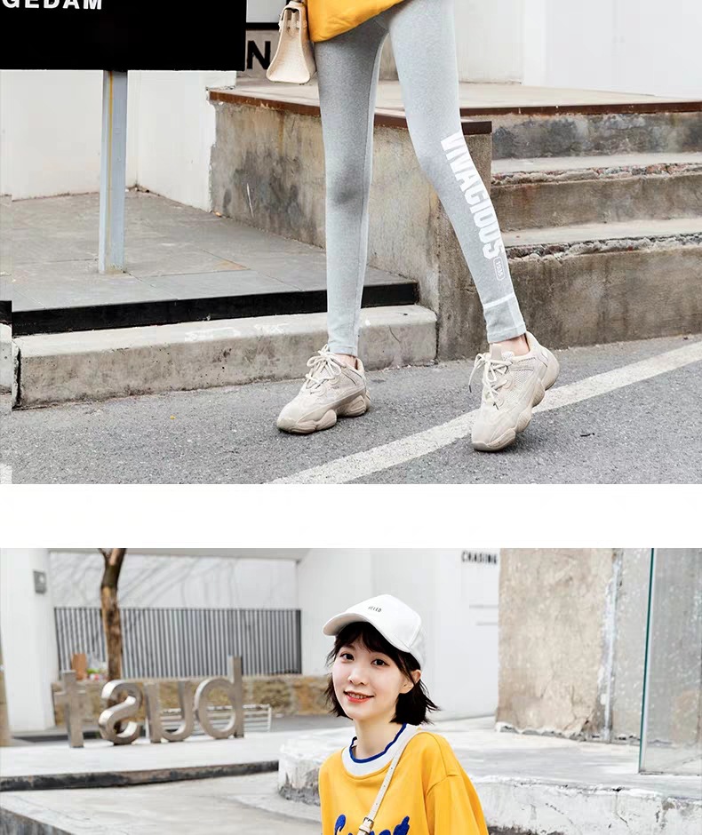 Leggings Women's Outer Wear Spring, Autumn and Winter New Cotton High Waist Slimming and Tight Sports Fashionable Printed Letter Leggings Leggings Women's Outer Wear Spring, Autumn and Winter New Cotton High Waist Slimming and Tight Sports Fashionable Printed Letter Leggings