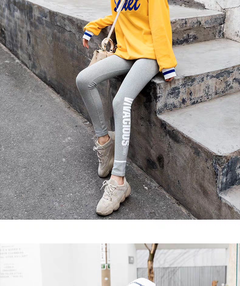 Leggings Women's Outer Wear Spring, Autumn and Winter New Cotton High Waist Slimming and Tight Sports Fashionable Printed Letter Leggings Leggings Women's Outer Wear Spring, Autumn and Winter New Cotton High Waist Slimming and Tight Sports Fashionable Printed Letter Leggings