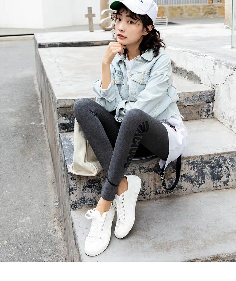 Leggings Women's Outer Wear Spring, Autumn and Winter New Cotton High Waist Slimming and Tight Sports Fashionable Printed Letter Leggings Leggings Women's Outer Wear Spring, Autumn and Winter New Cotton High Waist Slimming and Tight Sports Fashionable Printed Letter Leggings