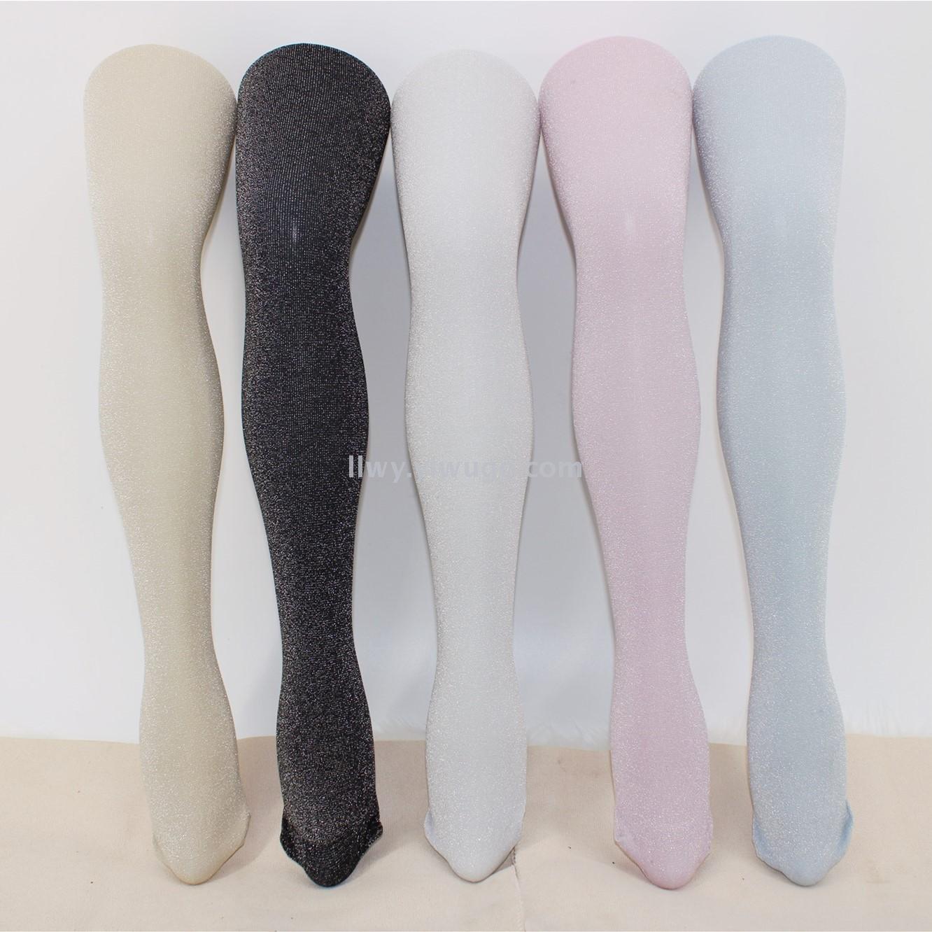 Girls' bright silk stockings silver dance leggings fashion sliver luminescent silk leggings nylon core-covered pantyhose Girls' bright silk stockings silver dance leggings fashion sliver luminescent silk leggings nylon core-covered pantyhose