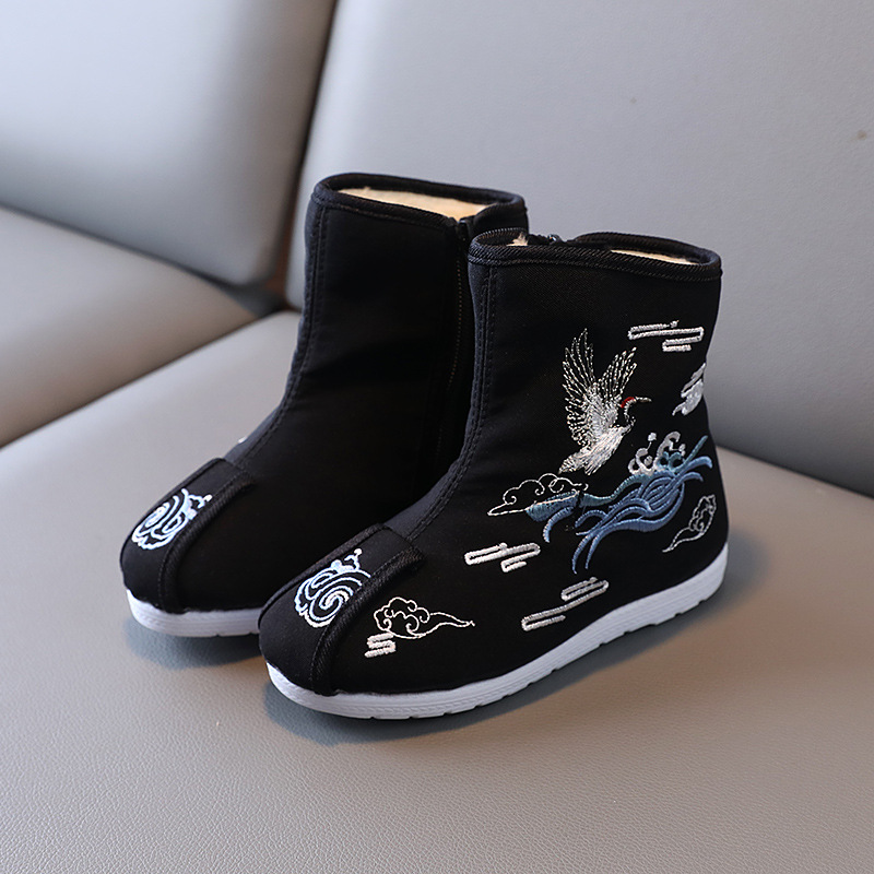 Old Beijing Cloth Shoes Children&#039;s Embroidered Shoes Boys the Han-Style Clothing Shoes Boots Chinese Style Ancient Costume New Year Performance Shoes