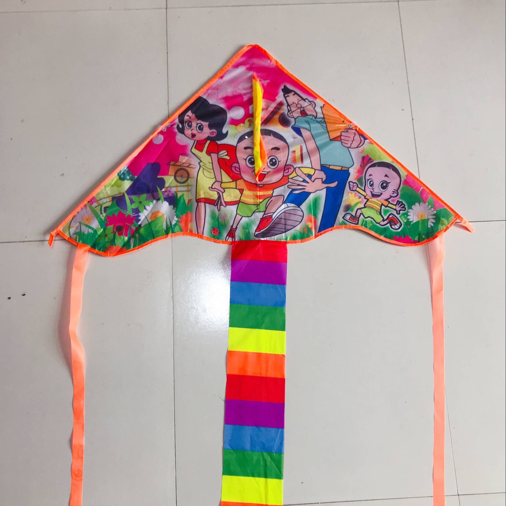 Wholesale Weifang Kite New Bright Cloth Hot Printed Curved Triangle Kite Children's Cartoon Kite Manufacturers Supply Wholesale Weifang Kite New Bright Cloth Hot Printed Curved Triangle Kite Children's Cartoon Kite Manufacturers Supply