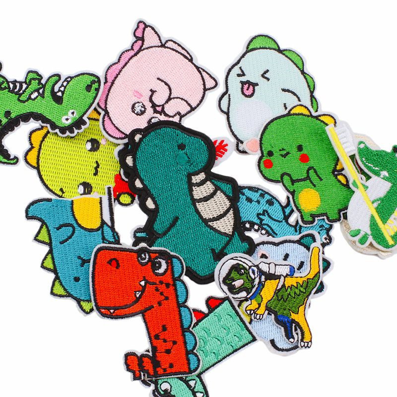 Cartoon Dinosaur Embroidered Cloth Stickers Children&#039;s Clothing Decoration DIY Adhesive Patch Computer Embroidery Spot