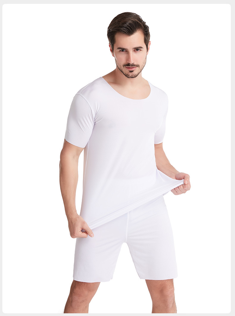 Men's Home Wear Ice Silk T-shirt Suit Short Sleeve Shorts Youth Casual Sportswear Large Size Pajamas Men's Thin Men's Home Wear Ice Silk T-shirt Suit Short Sleeve Shorts Youth Casual Sportswear Large Size Pajamas Men's Thin