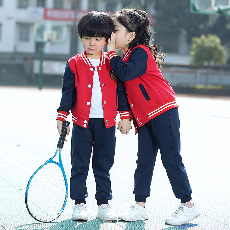 Kindergarten Suit Spring and Autumn Suit Children&#039;s Business Attire Sportswear Baseball Uniform Primary School Uniform Red Autumn and Winter New