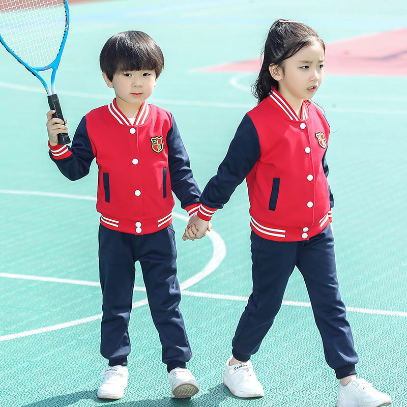 Kindergarten Suit Spring and Autumn Suit Children&#039;s Business Attire Sportswear Baseball Uniform Primary School Uniform Red Autumn and Winter New
