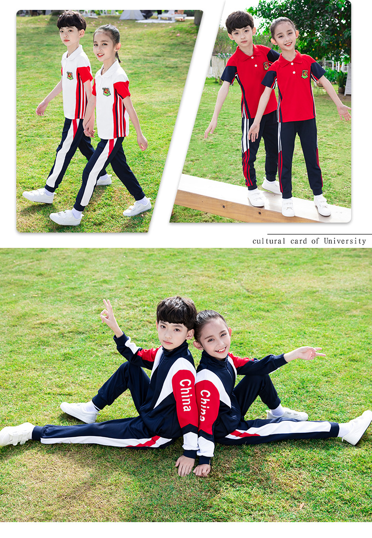 Spring and Autumn New Primary and Secondary School Children Class and School Uniforms Kindergarten Suit Color Matching Printing Sportswear Casual Suit Spring and Autumn New Primary and Secondary School Children Class and School Uniforms Kindergarten Suit Color Matching Printing Sportswear Casual Suit