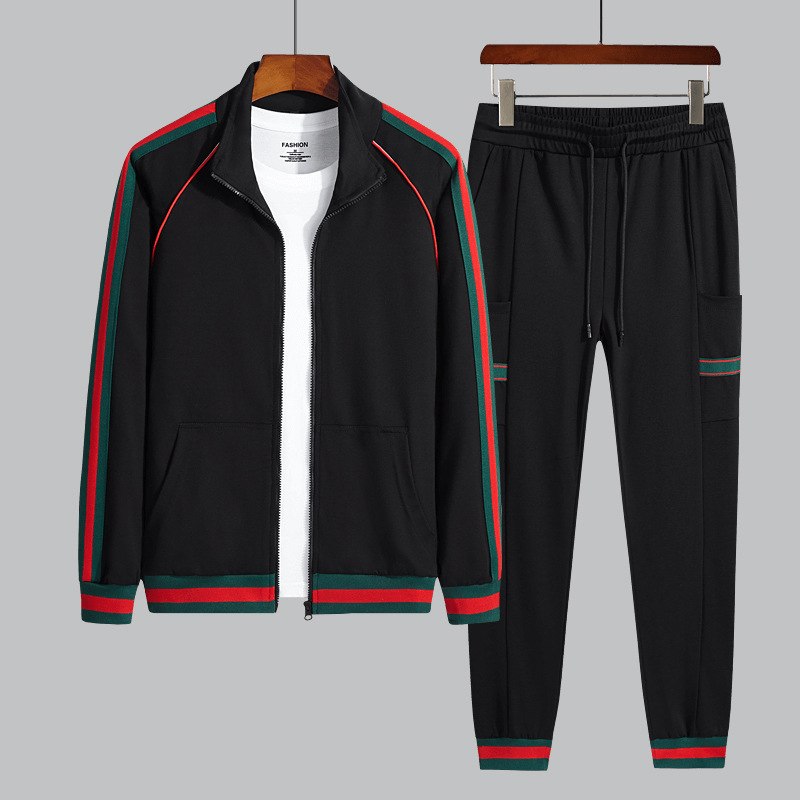 Autumn and Winter New Sports Casual Suit Men&#039;s Stand Collar Cardigan Sweater Trousers Two-Piece Suit Trendy Dad Wear Sportswear