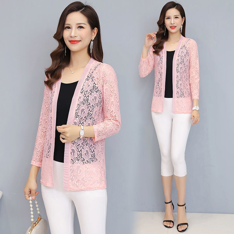Lace Sun Protective Clothing Thin Coat Summer New Large Size Women's Cardigan Mid-Length Outer Match Long Sleeve Shawl Air Conditioning Shirt Lace Sun Protective Clothing Thin Coat Summer New Large Size Women's Cardigan Mid-Length Outer Match Long Sleeve Shawl Air Conditioning Shirt