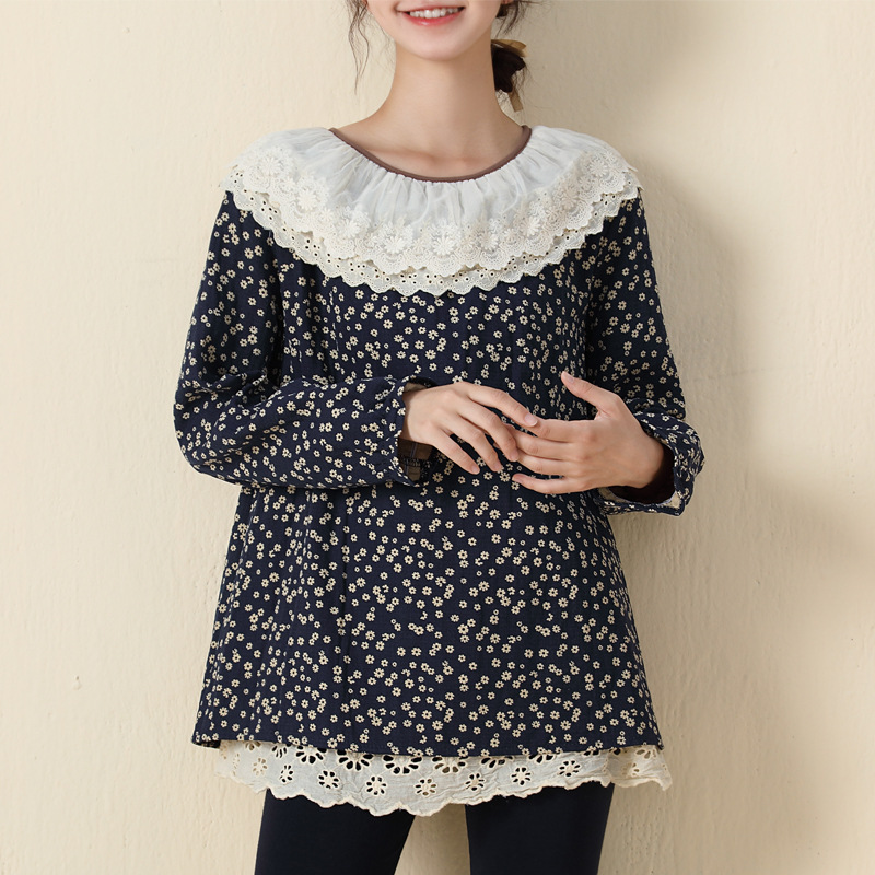 Japanese Mori Girl Thickened Hooded Printed Dress Autumn and Winter New Cardigan Coat Embroidered Edge Loose plus Size Women's Clothing Japanese Mori Girl Thickened Hooded Printed Dress Autumn and Winter New Cardigan Coat Embroidered Edge Loose plus Size Women's Clothing