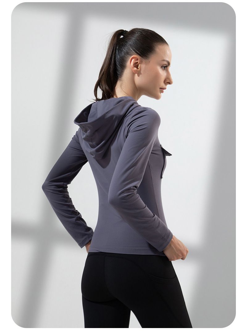 2022 New Autumn and Winter Running Quick-Drying Slim Fit Yoga Workout Top Women's Long Sleeve Hooded Zip Cardigan Workout Clothes 2022 New Autumn and Winter Running Quick-Drying Slim Fit Yoga Workout Top Women's Long Sleeve Hooded Zip Cardigan Workout Clothes