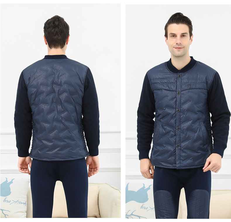 Middle-Aged and Elderly down Thermal Underwear Suit Female Mother Winter Men's Cardigan Fleece-Lined Thickened Elderly Autumn Clothes Long Pants Middle-Aged and Elderly down Thermal Underwear Suit Female Mother Winter Men's Cardigan Fleece-Lined Thickened Elderly Autumn Clothes Long Pants