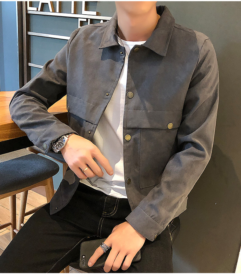 Jacket Men's Cardigan New Spring and Autumn Slim Korean Men's Students Top Clothes Fashion Work Clothes Coat Men's Autumn Clothing