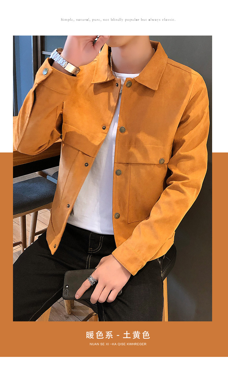 Jacket Men's Cardigan New Spring and Autumn Slim Korean Men's Students Top Clothes Fashion Work Clothes Coat Men's Autumn Clothing