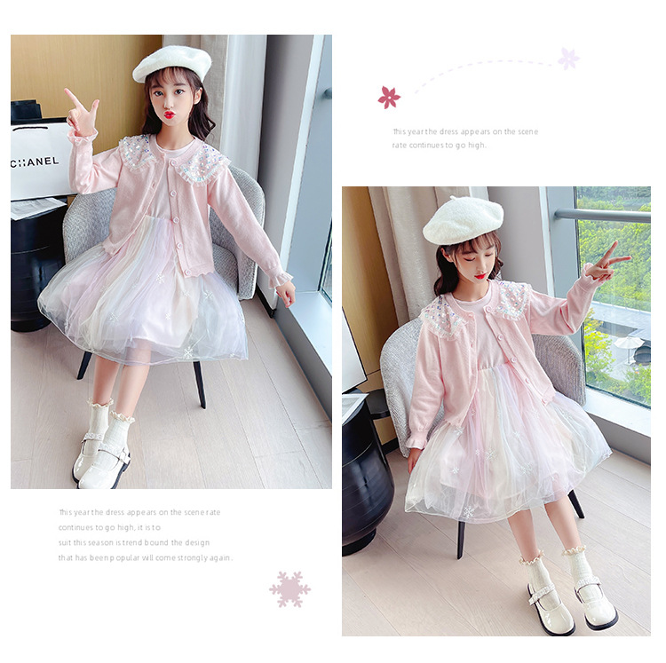 Popular Girls Autumn Clothing Fashionable Sweater Cardigan Dress 21 Years New Western Style Suit Skirt Girl Princess Dress Fashion