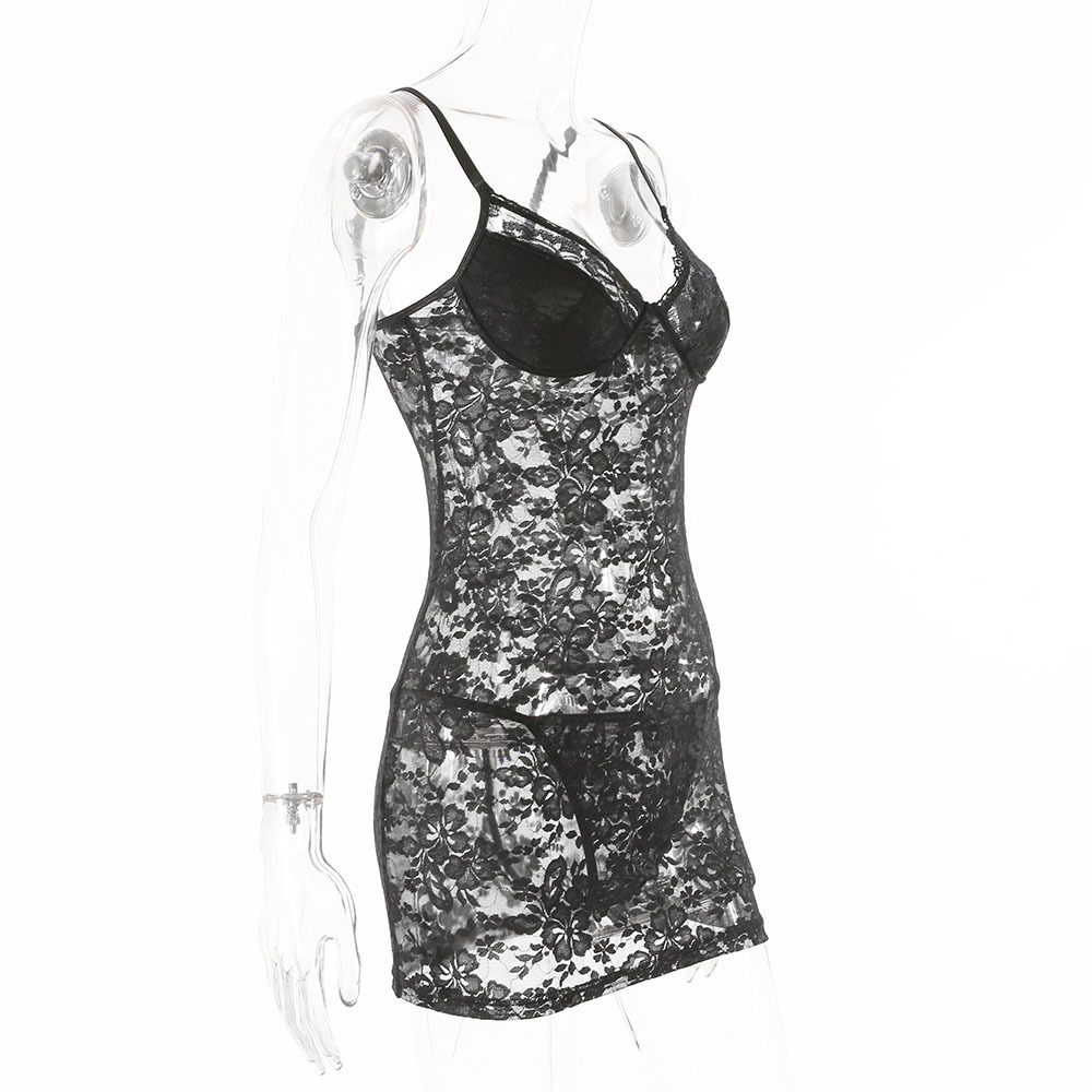 Foreign Trade 2021 Amazon European and American Nightclubs Women's Sexy Pajamas See-through Lace Strap Dress 16481 Foreign Trade 2021 Amazon European and American Nightclubs Women's Sexy Pajamas See-through Lace Strap Dress 16481