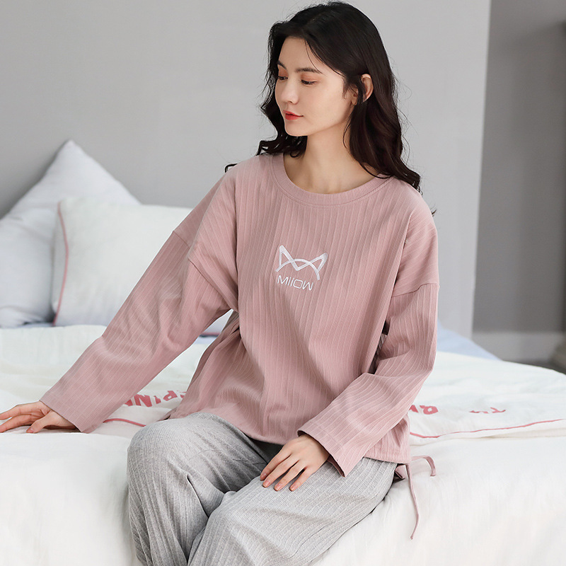 MiiOW Pajamas Women&#039;s Spring, Autumn and Winter Double-Sided Pure Cotton Tight Race 220G 40 Long-Sleeved Trousers Pajamas Pajamas