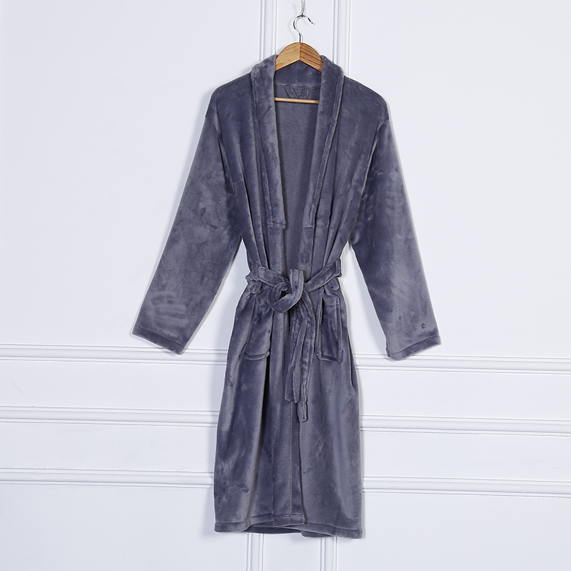 Zhendong Couple Korean Style Autumn and Winter Long Pajamas Home Wear Flannel Solid Color Bathrobe in Stock Zhendong Couple Korean Style Autumn and Winter Long Pajamas Home Wear Flannel Solid Color Bathrobe in Stock