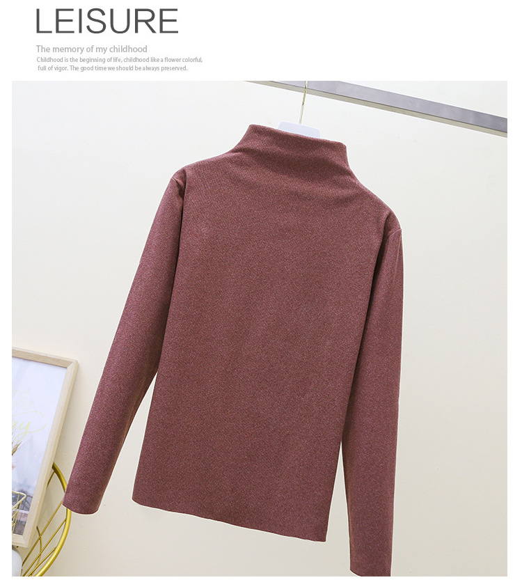 Autumn and Winter Dralon Cationic Thermal Clothes Turtleneck Solid Color Bottoming Shirt Women's Stretchy Underwear Slimming Large Size Long Sleeve T-shirt